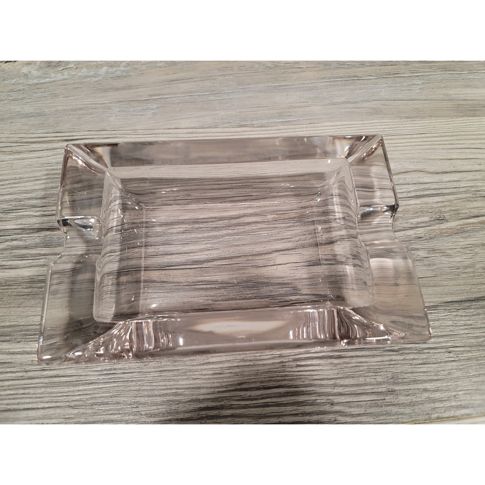 Vintage rectangular light pink glass ashtray think walls mid century modern